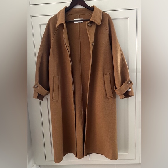 Another Plain wool coat women Sz. S/M dark beige Design by Korea Quiet luxury - Picture 2 of 12